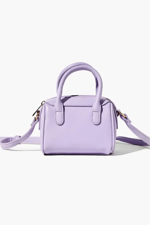 Faux Leather Mini Bowler Bag