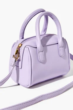 Faux Leather Mini Bowler Bag