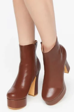 Faux Leather Platform Booties