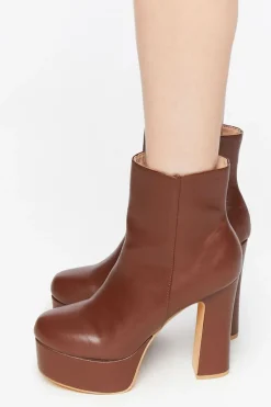 Faux Leather Platform Booties