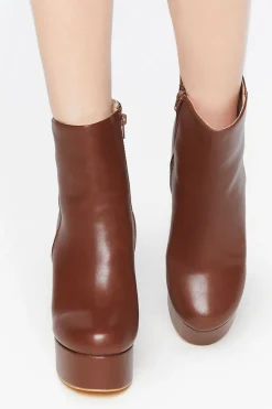 Faux Leather Platform Booties
