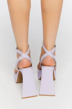 Faux Leather Platform Flare Heels