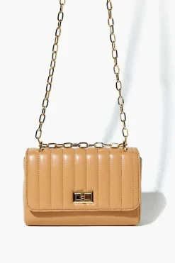 Faux Leather Quilted Chain Crossbody Bag