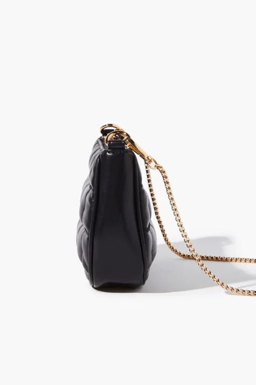 Faux Leather Quilted Crossbody Bag