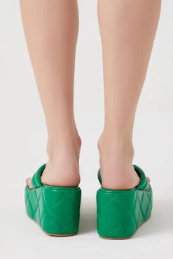 Faux Leather Quilted Wedges