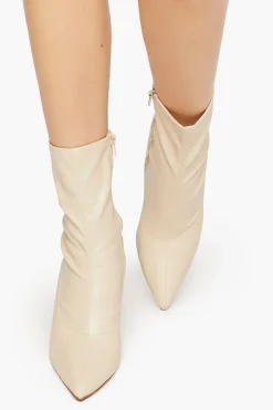 Faux Leather Rhinestone-Heel Booties