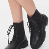 Faux Leather Ribbed Booties