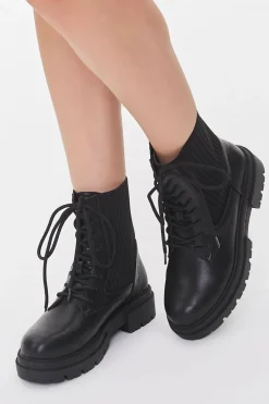 Faux Leather Ribbed Booties