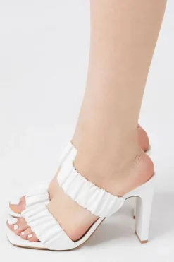 Faux Leather Ruched Block Heels