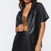 Faux Leather Shirt & Mini Skirt Set