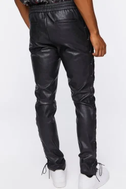 Faux Leather Side Lace-Up Pants