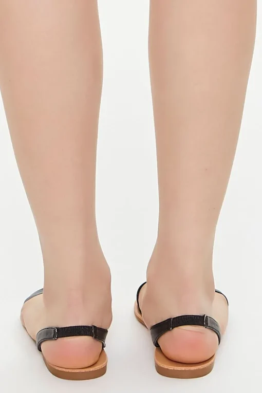Faux Leather Slingback Sandals