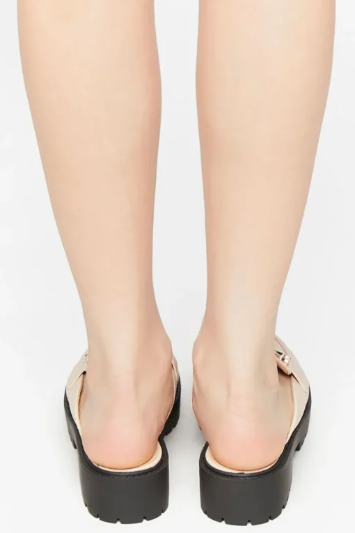 Faux Leather Slip-On Lug-Sole Oxfords