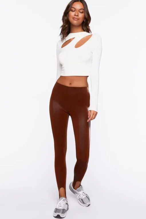 Faux Leather Stirrup Leggings