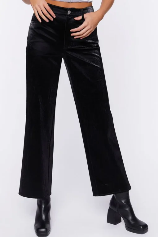 Faux Leather Straight-Leg Pants