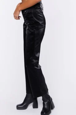 Faux Leather Straight-Leg Pants