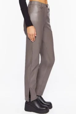 Faux Leather Straight-Leg Pants