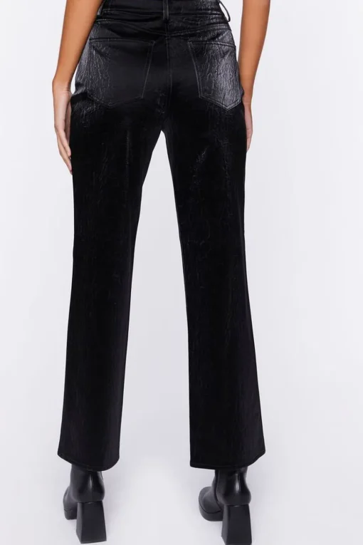 Faux Leather Straight-Leg Pants