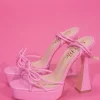 Faux Leather Strappy Bow Tie Heels