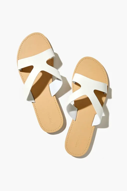 Faux Leather Strappy Flat Sandals