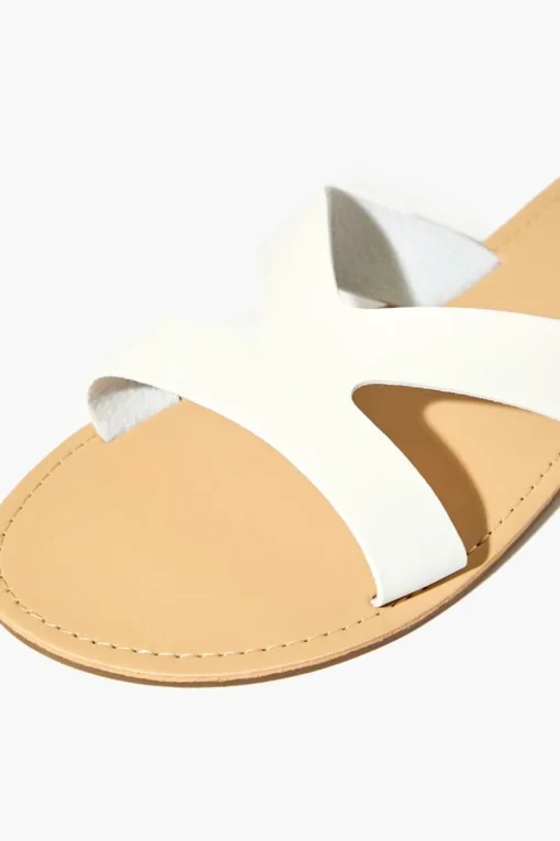 Faux Leather Strappy Flat Sandals