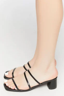 Faux Leather Strappy Open-Toe Heels