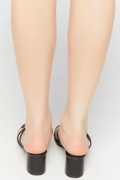 Faux Leather Strappy Open-Toe Heels