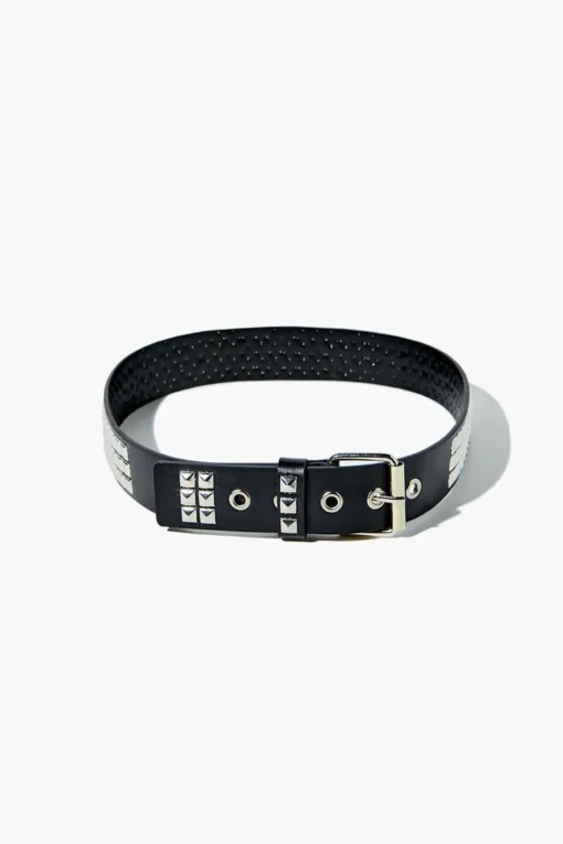 Faux Leather Studded Belt