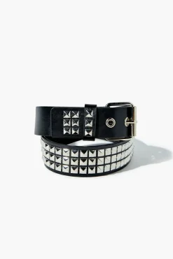 Faux Leather Studded Belt