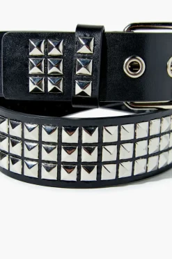 Faux Leather Studded Belt