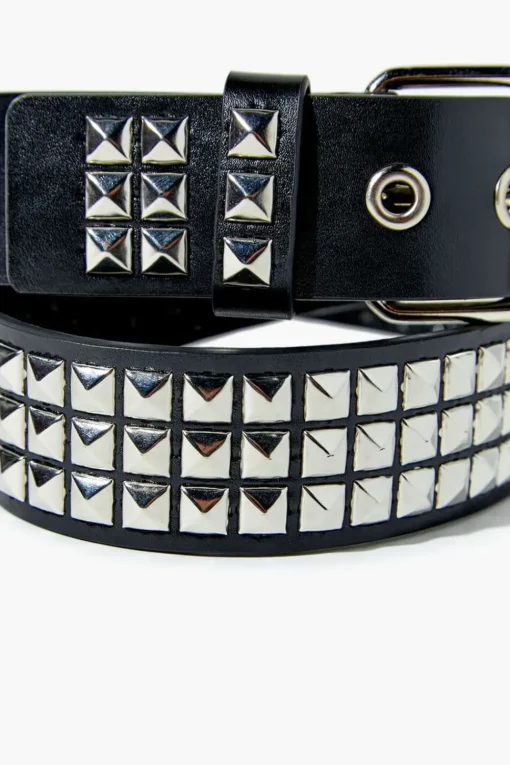 Faux Leather Studded Belt