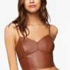 Faux Leather Sweetheart Cropped Cami