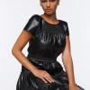 Faux Leather Tiered Mini Dress
