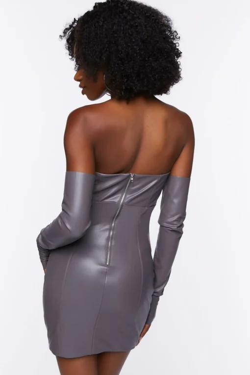 Faux Leather Tube Dress & Glove Set