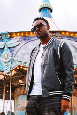 Faux Leather Varsity Jacket