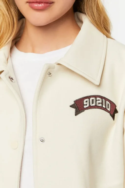 Faux Leather Varsity-Striped Tennis Jacket