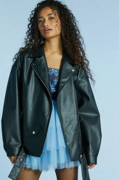 Faux Leather Zipper Moto Jacket