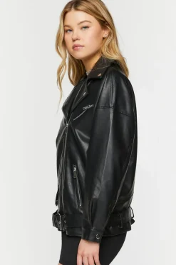 Faux Leather Zipper Moto Jacket