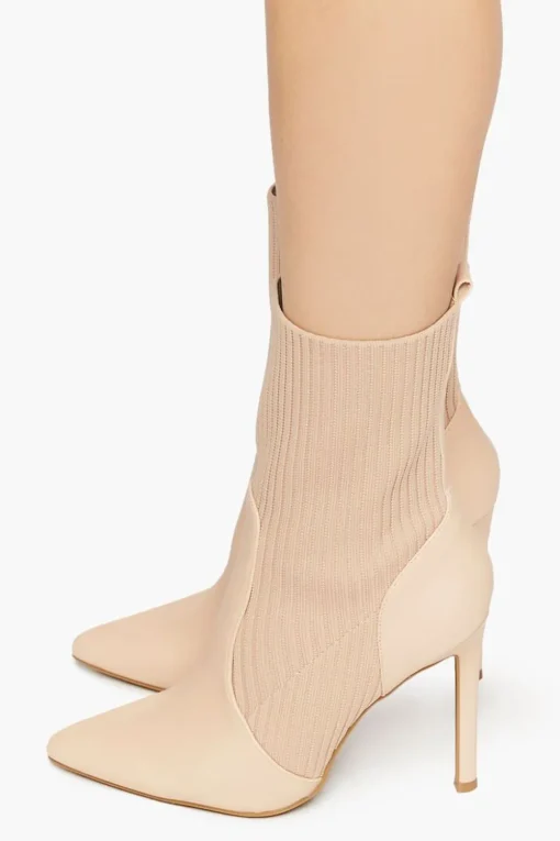 Faux Leather-Trim Sock Booties