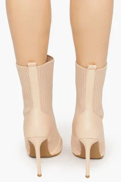 Faux Leather-Trim Sock Booties
