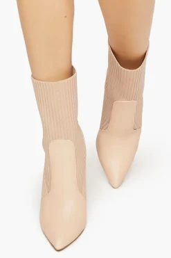 Faux Leather-Trim Sock Booties