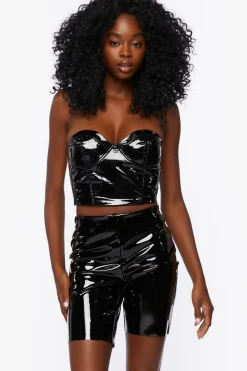 Faux Patent Leather Biker Shorts