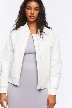 Faux Patent Leather Bomber Jacket
