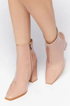 Faux Patent Leather Booties
