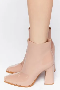 Faux Patent Leather Booties