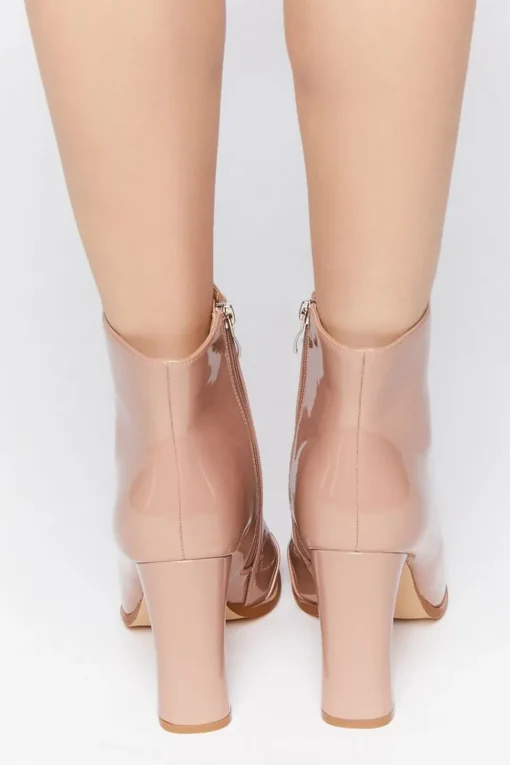 Faux Patent Leather Booties