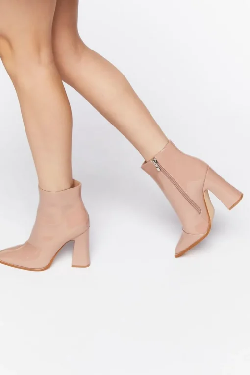 Faux Patent Leather Booties