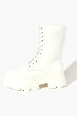 Faux Patent Leather Combat Boots