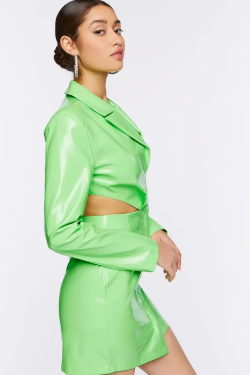 Faux Patent Leather Cutout Mini Dress
