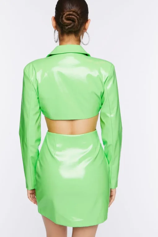 Faux Patent Leather Cutout Mini Dress